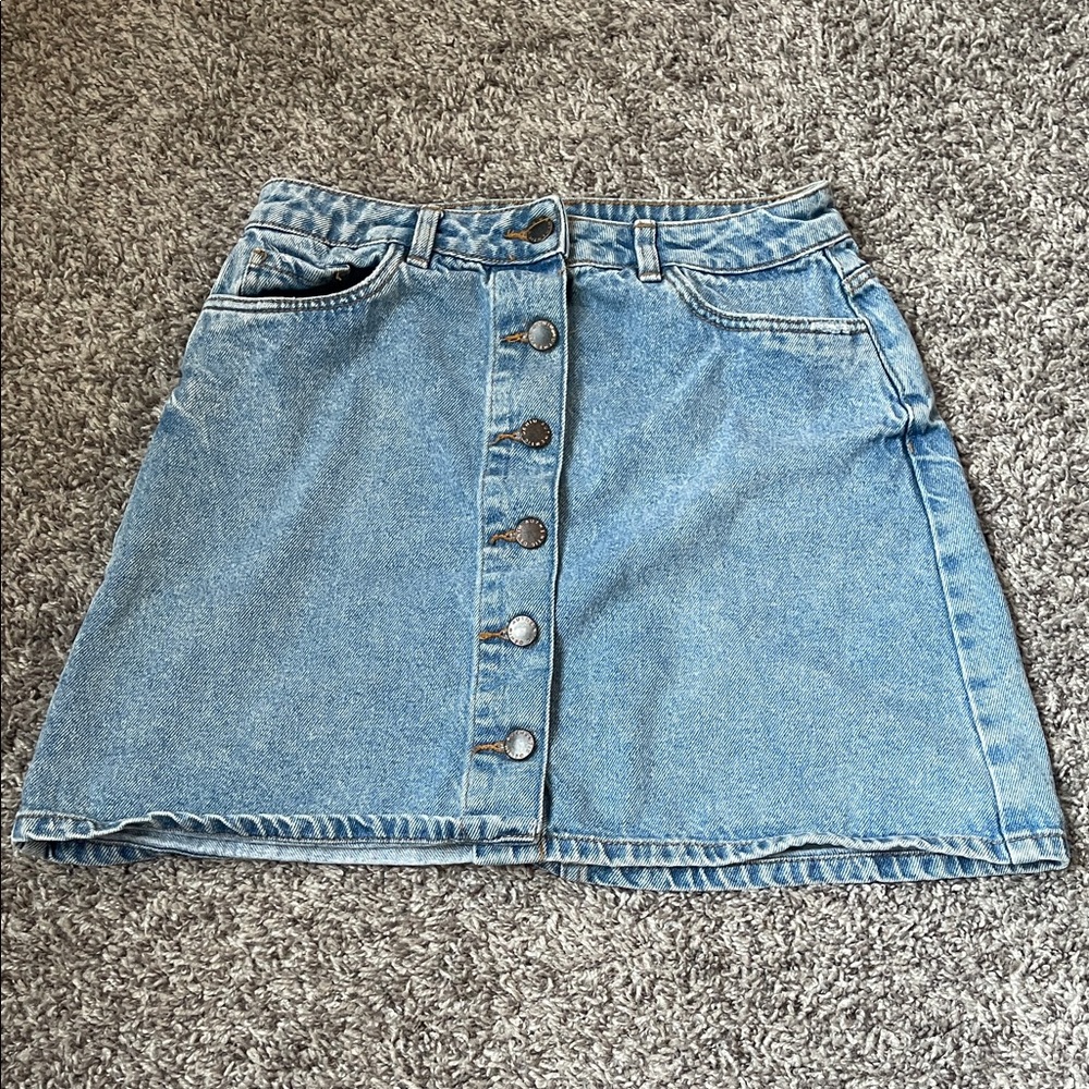 Denim Button-Front Skirt